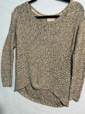 Retrod Marled Knit Pullover Sweater with Faux Suede Elbow Patches